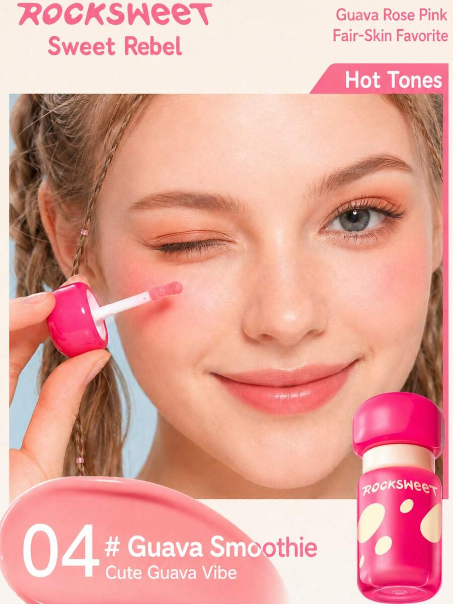 ROCK SWEET Liquid Blush Highlighter Contour 3-In-1 Multi-Function Cream, Vibrant Color Enhancing Radiance