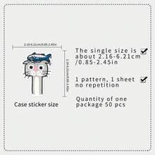 50pcs Original Hand-Drawn Cartoon Crayon Cat & Fish Creative Cute Adorable DIY Storage Box & Planner Decorative Stickers - Multicolor - View 2