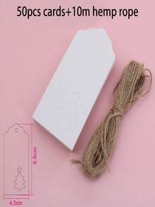 50pcs Red Christmas Tree Design Kraft Paper Cards, 50pcs Kraft Paper + 10m Jute Rope Set, Suitable For Packaging And Hanging Decorations, Perfect Gift Tags And Ornaments. - Multicolor - View 10