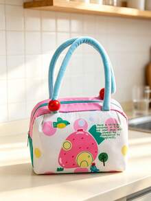 5/1pc Boxy Lunch Tote Handbag, Plush Handle With Color Bead, Bright Striped Pattern Zipper Multicolor Patchwork Bento Storage Bag For Back‑To‑School Office Picnic Travel Office Meal Carrying, Outdoor Picnic And Short Trip Travel - Multiple Colors and Styles - View 16