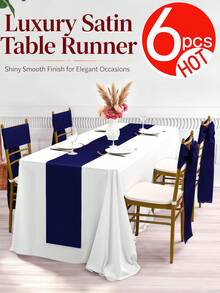1-6 piezas Camino de mesa de satén rojo, camino de mesa de seda suave y sedosa de 12 in x 108 in, decoración de silla, decoración de habitación, decoración de mesa de comedor, perfecto para fiesta, boda, banquete, Navidad - Multicolor - Ver 16
