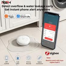 RSH Detektor Kebocoran Air Tuya Zigbee, Alarm Sensor Air Pintar dengan Notifikasi Push Aplikasi & Rekaman Riwayat, Sensor Pemantauan Kebocoran Banjir untuk Kamar Mandi, Dapur, dan Ruang Bawah Tanah, Membutuhkan Hub Tuya Zigbee - View 2