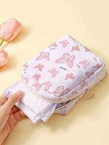1pc Butterfly, Strawberry, Smiling Face Pattern Sanitary Pad Storage Bag, Coin Purse, Storage Bag, Makeup Bag, Card Holder, Earphone Storage Bag, Can Hold Coins, Cards, Accessories, Keys, Multi-Functional Storage Bag - Multicolor - View 2