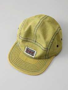 1pc Vintage Washed Distressed Flat Brim Casual Baseball Cap, British Street Fashion Snapback - Blue - View 6