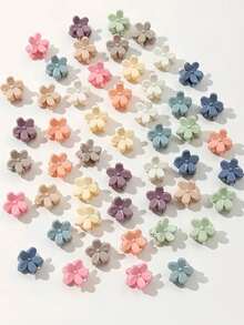 30/50 piezas Pinzas de pelo con mini flores - Múltiples colores disponibles, accesorios de pelo de plástico de unicolor lindos, adecuados para niñas, agarre suave para cabello fino y suave, adecuados para todas las estaciones, uso diario casual - Multicolor - Ver 1