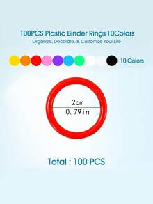 100PCS 15/20/28mm Random Color Loose Leaf Binder Rings, Colorful Plastics Loose Leaf Book Rings Book Notebook Paper Ring Clips For Flashcards Index Cards Keychain Key Ring For School Office Home - 100pcs - View 4