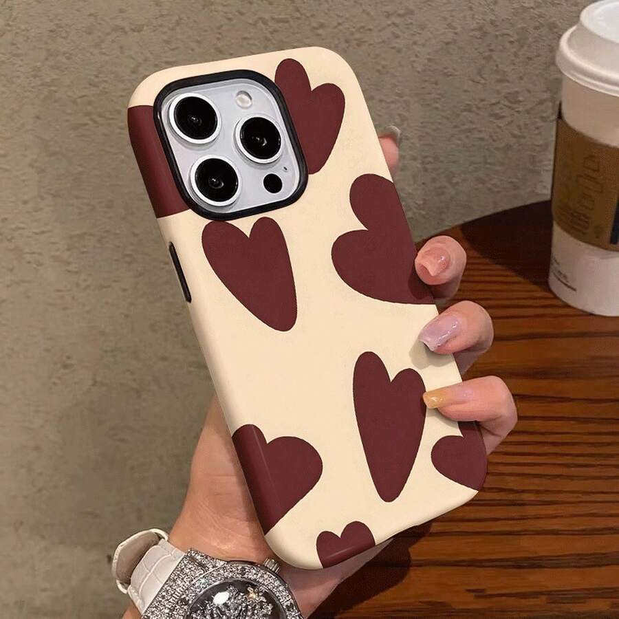 [24h Shipping From DE/FR/ES]Apple 17 16 15 Promax  21 22 23 24 25 26 Ultra Galaxy Phone Case - 1 Piece Valentine's Day Heart Fashion Design Two-In-One Case - Durable Multi-Layer Anti-Drop Protective Case, Suitable For IPhone 17, 16, 15, 14, 13, 12, 11, 8, 7, X, XS, XR, Plus, Air, Pro, Max, Mini, SE2, SE3 - 1 Piece Of Picture Color - View 1