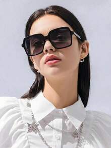Yves Saint Laurent Fashionable Black Retro Square Glasses For Women, Suitable For Vacation And Daily Wear - Black - View 1