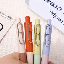 4pcs Macaron Mini Pocket Retractable Gel Pens, Cute Thick Barrel ST Tip Black Ink Writing Pens, Portable Compact Pocket Signature Pens, Aesthetic Cute Style Student Exam Note-Taking Stationery, Suitable For School Office Planner - A - View 3