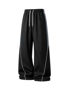 Men's Casual Loose Straight Leg Sweatpants Spring/Summer Fashion Sports Long Pants - Black - View 2
