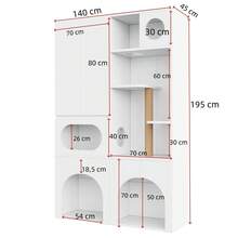 Cat Tree With Cat Mat, Cat Furniture, Pet Cabinet With Rattan Drawer, Pet Sideboard/TV Stand, No Cat Box, White, 120x50x65 - Tall Cabinet,140*45*195 cm - View 2