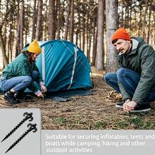 10/20pcs Heavy Duty Spiral Tent Stakes With 1 Sleeve - 7.9 Inch Screw-In Ground Anchors For Camping, Beach, Inflatable Equipment And Garden Lawn - Durable Outdoor Wind-Resistant Stakes - Black - View 6