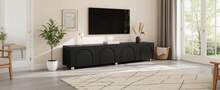 TV Stand Lowboard Bogenrelief 4 Doors Black Metal - Hitam - View 10