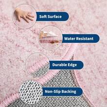 Modern Home Decor Simple Living Room Area Rug Non Slip Thin Bordered Entrance Runner Rug Non Shedding Low Pile Mat Throw Rug Easy To Clean Stain Resistant Carpet Printed Washable Soft Floorcover For Dinning Room Kitchen Laundry Bathroom Bedroom - 粉色 - 查看 8