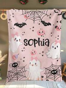 1 pieza Manta personalizada de Halloween, Regalo personalizado, Para niño, Manta personalizada, Manta de sofá personalizada, Manta de bebé personalizada, Manta para recién nacido, Adecuada para el Día de la Madre, Cumpleaños, Día del Niño, Día del Padre, Boda, Navidad, Halloween, Adecuada para el sofá del hogar, Cama, Coche, Dormitorio, Sala de estar, Manta de sofá, Alfombra, Ropa de cama del hogar, Manta personalizada. - Multicolor - Ver 4