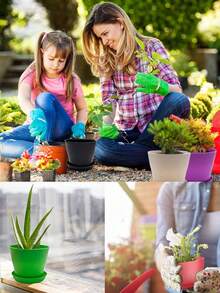 20/2pcs Colorful Mini Plastic Succulent Planters With Drainage Holes And Trays, Portable Lightweight Small Flower Pots, Indoor/Outdoor Nursery Containers, Space-Saving Home Garden Decor, Practical Gardening Gift - Multicolor - View 4