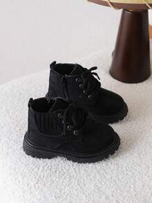 1 Pair New Style Children's Soft Sole Boots, Comfortable And Stylish For Boys - Black - View 6