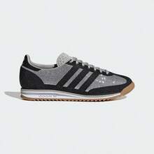 Adidas SL72 OG Ladies Retro T Shape Toe Shoes Sparkle Rhinestone Detail Thin Flat Rubber Sole Soft Cushioned Lightweight Vintage Athleisure Lace Up Daily Walking Street Style Sneakers - Black Silver - View 1