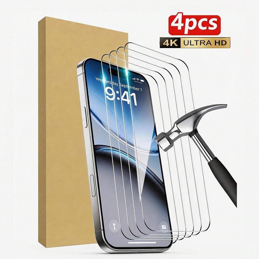 24h Shipping From DE/FR/ES - 4Pack HD Clear Tempered Glass Screen Protector For Samsung Galaxy S22 S23 S24 S25 S26 Ultra & 17 16 15 14 13 12 11 Pro Pro Max Plus & 17 Air, Anti-Scratch Bubble-Free Easy Install, Face ID Compatible, Great Gift For Kids Students - 3PCS - View 1