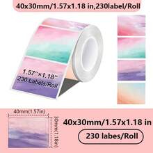 1 Roll Self-Adhesive Sticker Paper, Thermal Label Paper Compatible With M120/M220/M110/DETONGER P1 Label Printers - Multicolor - View 38
