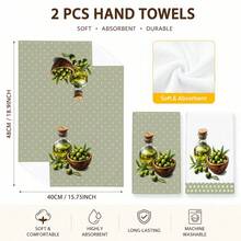 2pcs Green Olive Pattern Kitchen Towels, 6/8pcs Plant Print Dish Cloths, Super Absorbent Microfiber, Machine Washable, Holiday Gift And Cleaning Supplies Decor, Suitable For Holiday Decoration, Cooking, Baking, Housewarming Gift And Cleaning Supplies, Suitable For Kitchen, Bathroom, Toilet - Multicolor - View 7