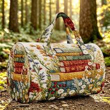 1pc Quilted Book-Shaped Cylinder Bag With Wildflower Meadow Print, Botanical Floral Pattern, Artistic Pastoral Style, Suitable For Women, Random Print Gift For Halloween, Thanksgiving, Christmas - Multicolor - View 3