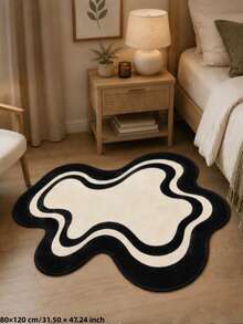1pc 2026 New Abstract Black And White Pattern Asymmetrical Rug, Absorbent Soft Skin-Friendly Carpet, Autumn/Winter Hot-Selling Decorative Mat, Decorative Rug, Bedroom Decor, Small Rug, Carpet, Home Decor, Living Room Rug, Living Room Small Rug, Bedroom Carpet, Living Room Home Decor, Outdoor Rug, Washable Carpet - Multicolor - View 5