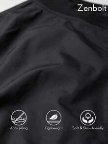 Jaket Bomber Minimalis Hitam Pria Zenbolt Musim Semi/Gugur, Jaket Penerbangan Ritsleting Penuh Hitam Gaya Jalanan Urban, Atasan Luar Lengan Panjang Serbaguna untuk Sehari-hari - Hitam - View 5