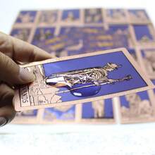 Blue & Gold Tarot Deck 78 Cards - Original Waite Design, Premium Waterproof Gold Foil Paper, Comes With Hard Box And English Instruction Guide - B - View 7