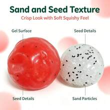 1 pieza Juguete antiestrés blando de apretar con textura realista de smoothie de sandía y smoothie de naranja, juguete suave para aliviar el estrés, juguete de apretar para las yemas de los dedos con sensación de hielo - Multicolor - Ver 5