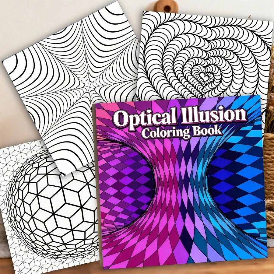 كتاب تلوين ماندالا 7.87" * 7.87"، كتاب تلوين وهم بصري جريء وبسيط للاسترخاء، ورق طباعة أحادي الجانب بوزن 100 جرام ثقيل 24 صفحة، هدية مثالية لأعياد الميلاد والمناسبات الأخرى - كتاب تلوين ماندالا - مشاهدة 1