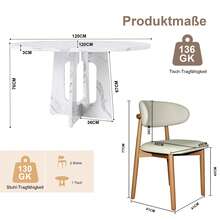Round Dining Table Set With White MDF Top And Beech Wood Chairs – Ideal For Dining Room Or Living - 白色 - 查看 5