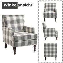 Vintage Accent Chair White & Grey - Linen Fabric - White - View 5