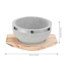 Stone Bowl With Wood Base 14cm Korean Stone Pot For Bibimbap Soup Rice Serving Traditional Asian Soup Bowl For Home Kitchen - View 4