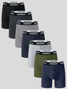 7pcs Men's Letter Printed Elastic Waistband Comfortable Boxer Briefs - Multicolor - View 7