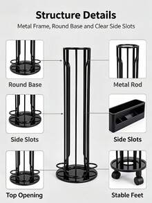 Rotatable Coffee Capsule Storage Rack, Black Metal Coffee Pod Holder, Rust‑Proof Coffee Capsule Organizer, Practical Accessory For Home Kitchen Coffee Bar, Holds Multiple Types Of Coffee Pods, Perfect For Daily Coffee Preparation - Black - View 7