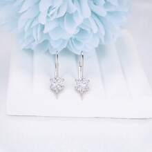 S925 Sterling Silver Women's Earrings, Exquisite Minimalist Lobster Claw Earrings, Inlaid With Sparkling 3D Cubic Zirconia, Fashionable Classic, Suitable For Daily Wear, Beautiful Women's Jewelry Gift, Anti-Oxidation Packaging - Silver - View 4