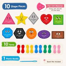 Quixorblex 1 Set Colorful Geometric Shape Felt Lacing Cards, Threading & Shape Matching Felt Kit, Classroom Play Supplies - Multicolor - View 2