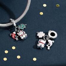 Lucky Japanese Beaded Koi Fish Fan Lucky Cat Pendant Cute Kimono Girl Charm, DIY Bracelet Necklace Making Accessories, Suitable For Vacation And Holidays - Silver - View 4