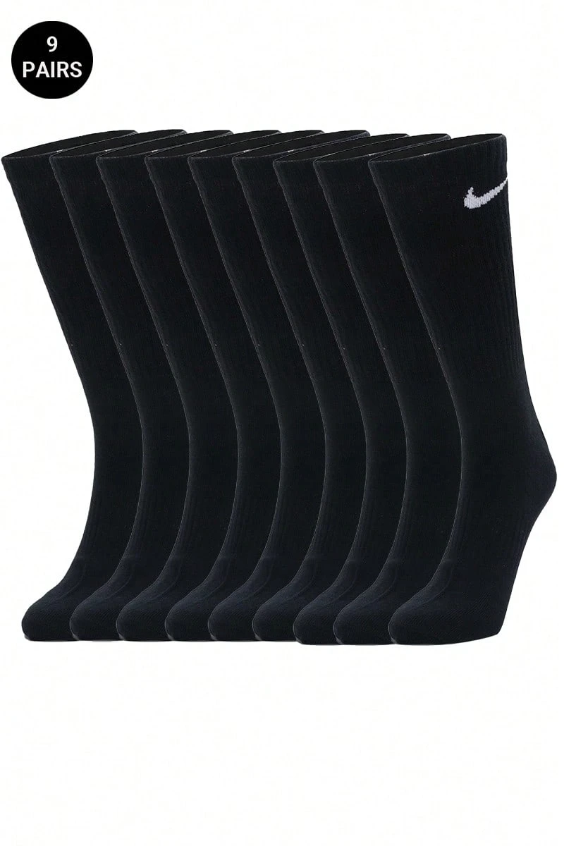 Nike 9 أزواج جوارب رياضية للرجال والنساء U NK EVERYDAY LTWT CREW جوارب كرو بسيطة يومية رياضية كاجوال مريحة - أسود/أبيض - مشاهدة 1