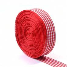 10 Yards/Roll Polyester Plaid Gift Ribbon, 6-25mm Multiple Sizes, Suitable For Holiday Party Gift Bouquet Packaging, Birthday Wedding Christmas New Year Party Scene Decoration, Hair Accessories Bow DIY Webbing - Red and White - View 10