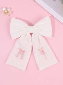 1件女孩26字母白色布藝蝴蝶結髮夾，舞者刺繡髮夾，優雅兒童髮飾，適合日常配戴、派對禮物 - 彩色 - 查看 30