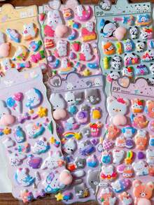 Cute Animal Butt Stickers, Stress Relief Puffy Squishy Sticker For DIY Scrapbook Guitar Phone Case Laptop Decal - Multicolor - View 1