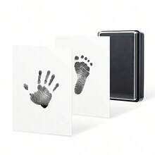 1pc Baby Hand & Footprint Clay Ink Pad Keepsake, Newborn Infant Supplies, Includes 2 Cardstock Sheets - Multicolor - View 1