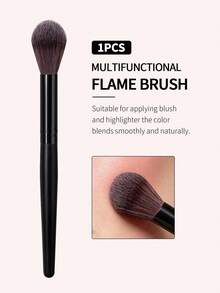 Multifunctional Flame Makeup Brush, Creates Smooth Natural Color Blending Effect, Practical Daily Facial Makeup Tool - Black - View 10