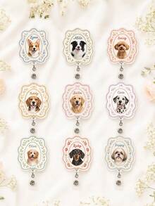1pc Custom Pet Portrait Badge Reel With Name, Personalized Dog Cat Badge Reel, Retractable ID Holder, Vet Tech Gift Photo Reel, Nurse Badge Clip,Pet Party Identification Tag,Pet Owner Gift - Multicolor - View 4