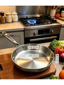 18/10 Stainless Steel Frying Pan, 3-Layer Non-Coated Physical Non-Stick Cookware, Rapid Heating, Suitable For All Stoves, Easy To Clean, Smooth Interior, Durable And Sturdy, Thickened Body, Perfect For Frying Eggs, Stir-Frying, Making Pancakes, Essential Kitchen Cooking Utensil - View 11