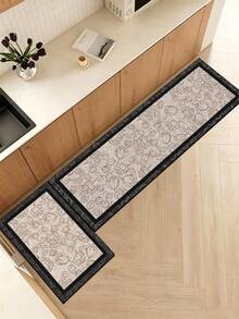 1 Pc Brown Stripes Pattern Kitchen Mat, 3.5 Mm Soft Rubber That Absorbs Water And Is Easy To Clean. Suitable For Corridors, Bathrooms, Living Rooms, Outdoor Door Mats, And Toilets. Useable Throughout The Year And For Various Holidays. - Multicolor - View 8