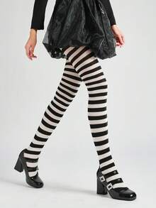 Christmas Party Cosplay Classic Colorblock Pinstripe Tights Women's Elastic Skinny Leggings Stage Performance Stockings - Multicolor - View 8