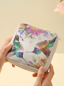 1pc Butterfly & Bird Pattern Sanitary Napkin Storage Bag, Coin Purse, Makeup Bag, Card Holder, Earphone Storage Bag, Can Hold Coins, Cards, Accessories, Keys, Multi-Functional Storage Bag - Multicolor - View 9